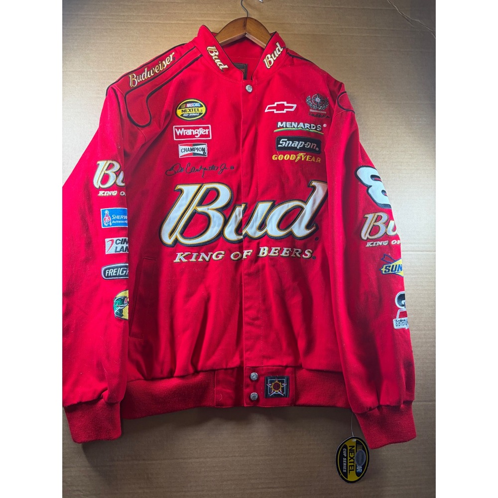 JH Design Dale Earnhardt Jr Budweiser NASCAR Jacket Mens L NWT Nextel Cup